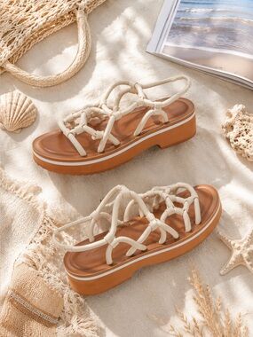 NEW 👡 Aerosoles Chaya Platform Flatform Sandals | white leather women’s size 8
